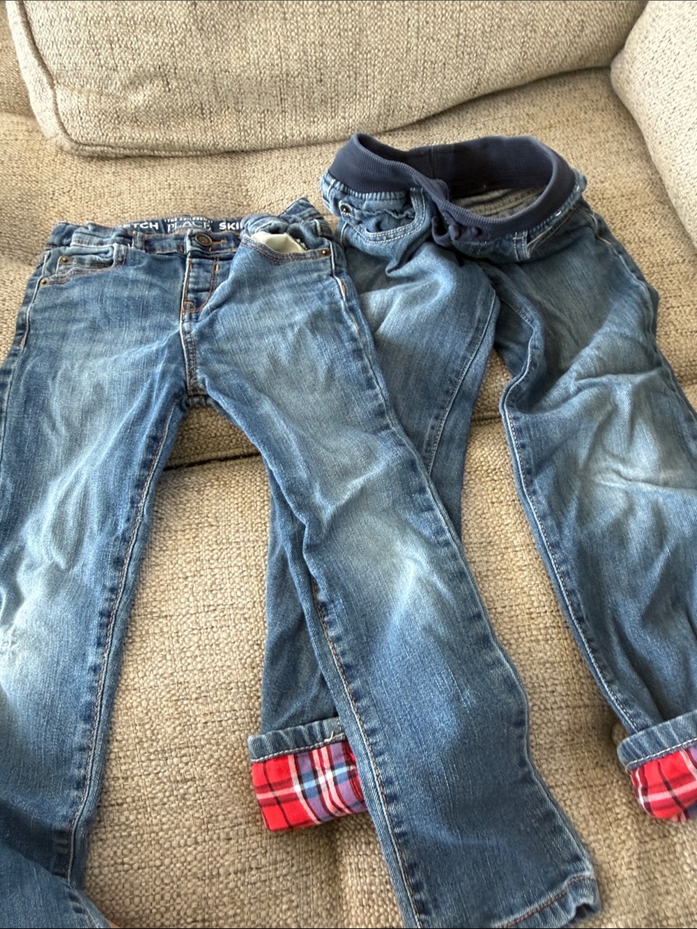 Gymboree Slim Blue Denim Jeans with Plaid Cuff